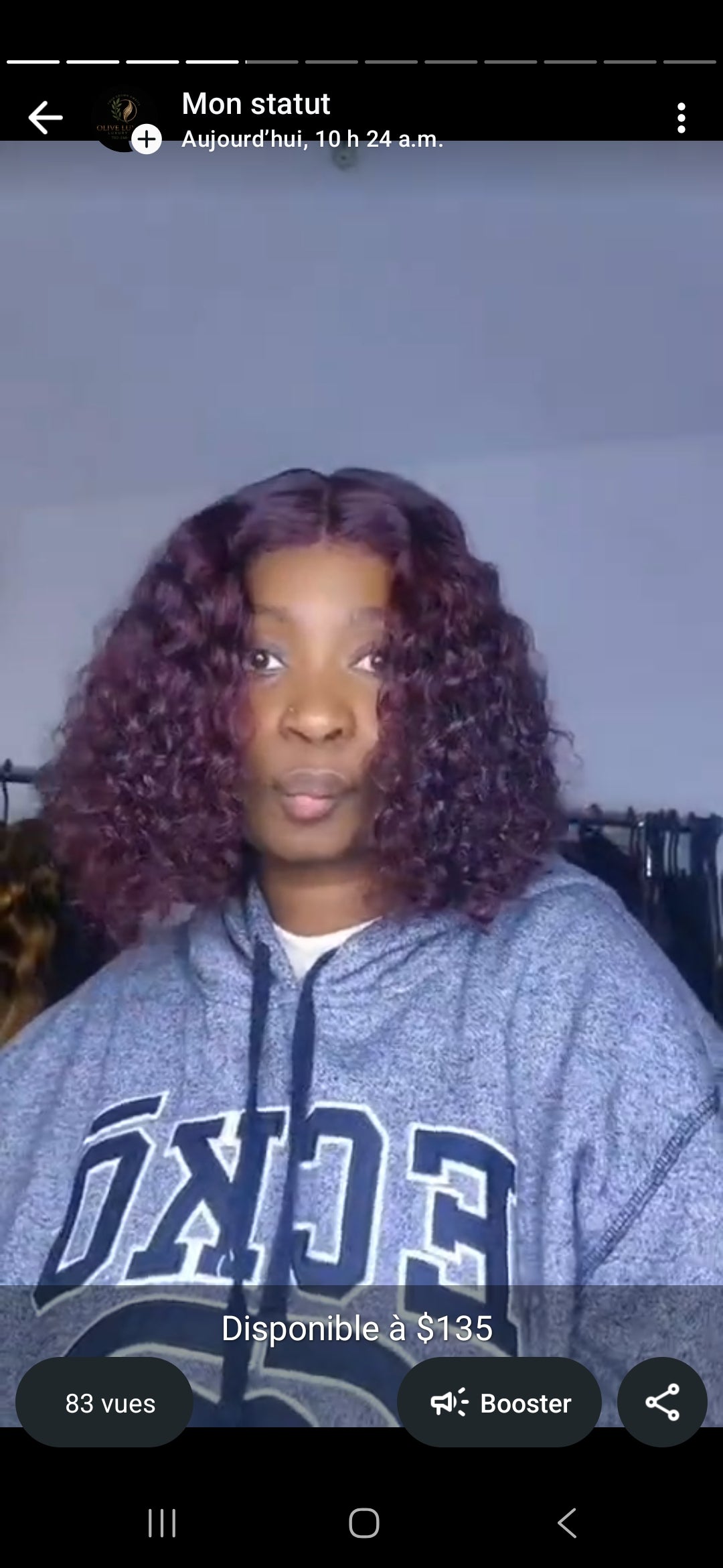 Water wave burgundy 12 inch
